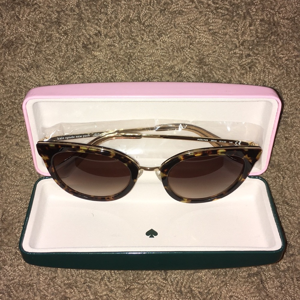 Kate Spade Jazzlyn Havana Gold Cat-Eye Sunglasses - Picture 6 of 8
